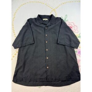 Tommy Bahama XL Silk Black Graphic Back Camp Shirt Straight Up with‎ a Twist